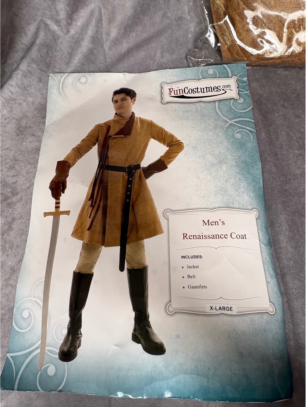 Fun Costumes Men’s Renaissance Coat XL Medieval Knight LARP Cosplay Jacket Belt